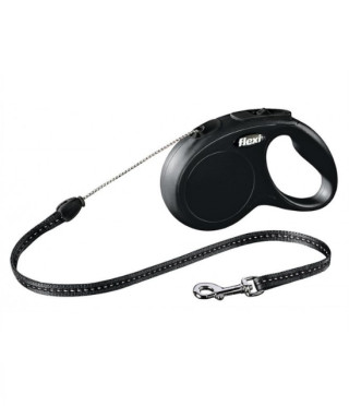 Повод Flexi New Classic L черен с лента 8м