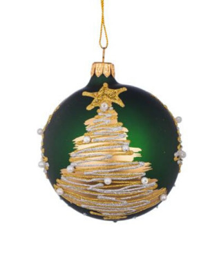 Коледна зелена топка с елхичка