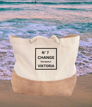 Текстилна дамска чанта с персонализация Change the world