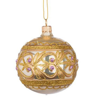 Коледна златна топка с декорация