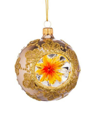 Коледна топка със златна декорация