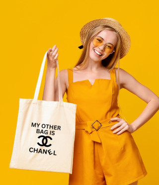 Памучна еко чанта My other bag is Chanel