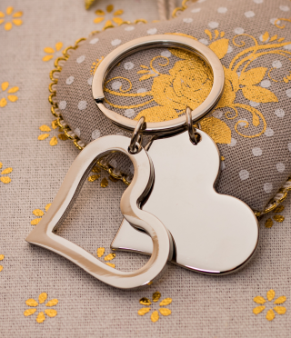 Engraved Metal Keychain Two hearts