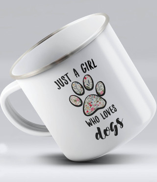 Метално канче с надпис Just a girl who loves dogs