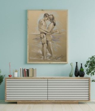 Портрет скица с графит 2 лица