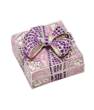 Кутия за бижута панделка розова