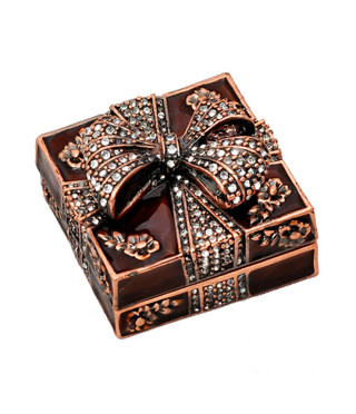 Кутия за бижута панделка кафява