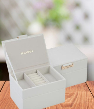 Кутия за бижута цвят бяло - ROSSI 12.5 * 18 * 11.5
