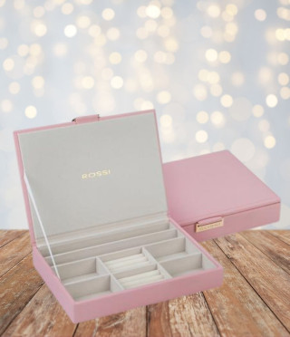 Кутия за бижута ROSSI в цвят пудра