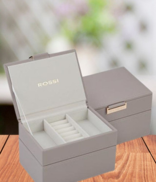 Кутия за бижута цвят сив - ROSSI 12.5 * 18 * 11.5 см