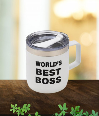 Термо чаша WORLD'S BEST BOSS - бяла