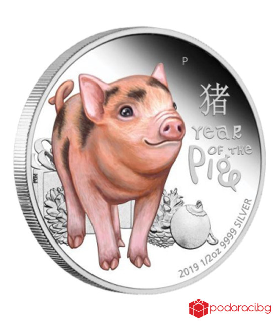 Silver coin "Tuvalu-Baby Pig"