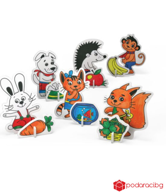 Koмплекти 3D фигури ГОРСКИ ЖИВОТНИ + флумастери