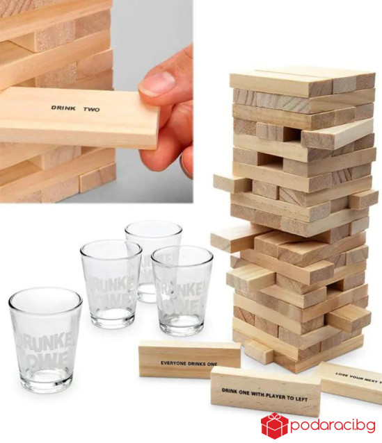 Настолна игра Дженга с шотове Drunken Tower
