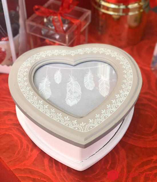 Кутия за бижута сърце, дърво, 21x21x8 см