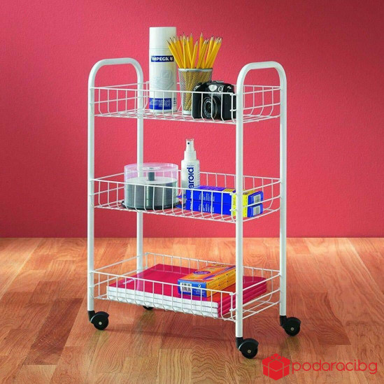 Малка етажерка на колелца с 3 рафта