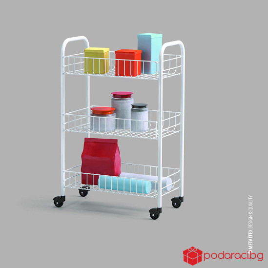 Малка етажерка на колелца с 3 рафта