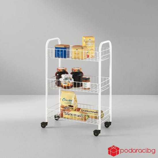 Малка етажерка на колелца с 3 рафта