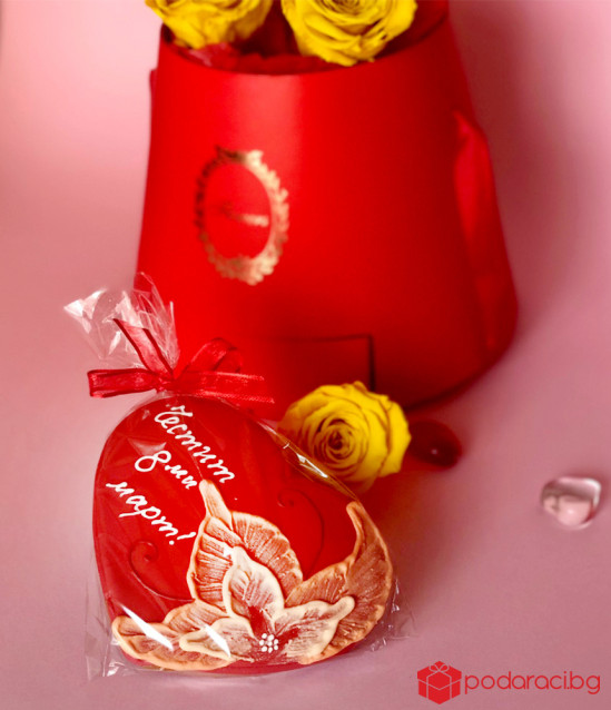 Gift for eighth March in a box with a drawer