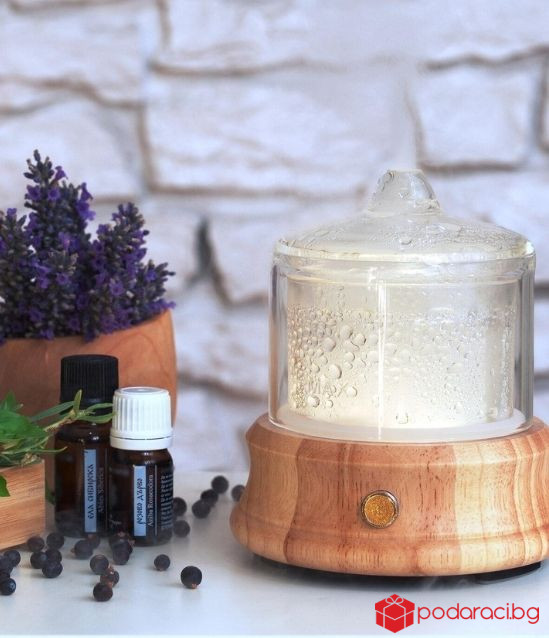 АРОМА ДИФУЗЕР „CRYSTAL PURE“, ЕСТЕСТВЕНО ДЪРВО И КРИСТАЛНО СТЪКЛО, С БАТЕРИЯ