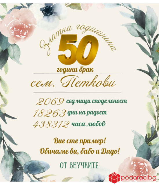 Вино с персонализиран етикет за златна годишнина