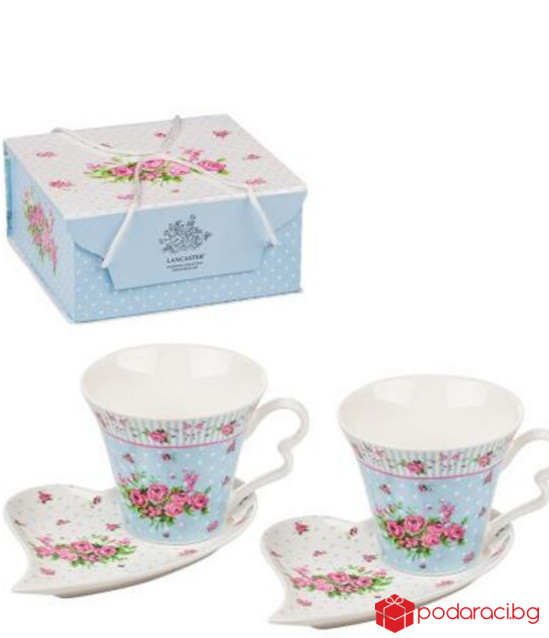 Комплект 2 чаши + 2 чинийки Роза