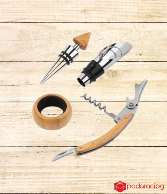 Комплект аксесоари за вино, 4 части