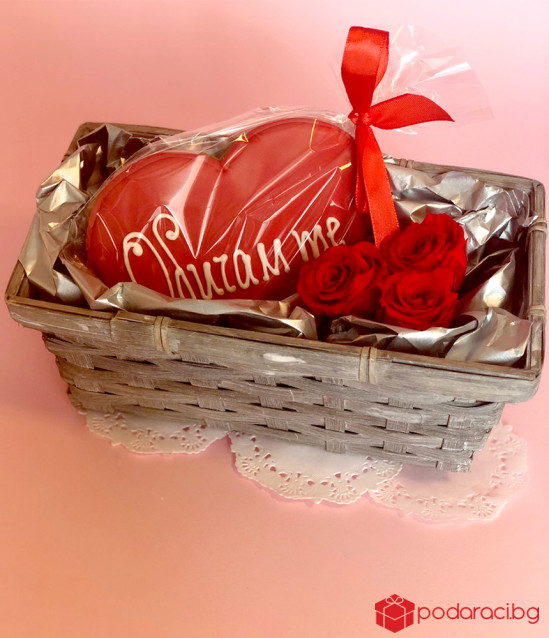 Дамски комплект Обичам те в кашпа