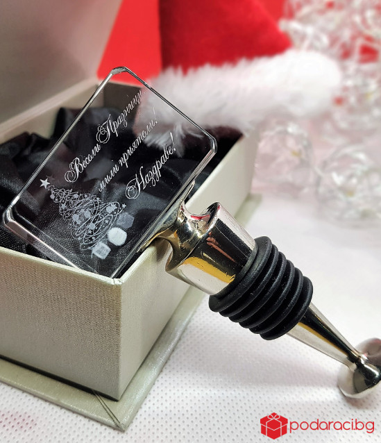 Коледна кристална тапа за вино