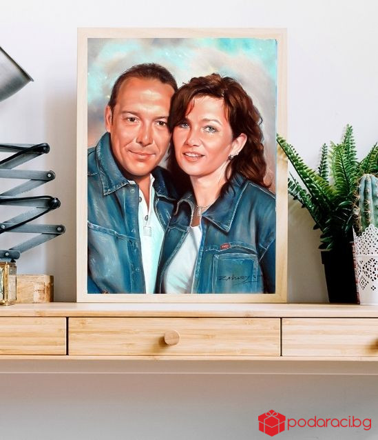 Арт портрет цветен пастел 2 лица