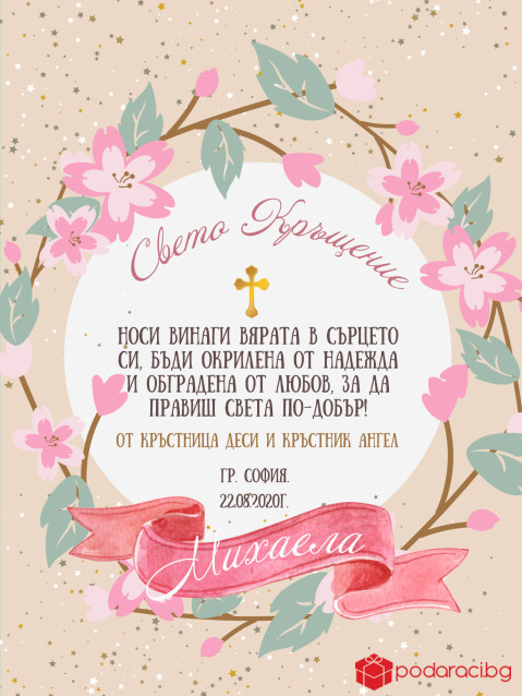 Подаръчен комплект за кръщене на момиченце + подарък рамка Baby