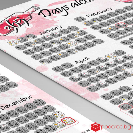 Алкохолен скреч постер/ 365 Days alcohol