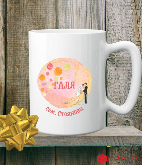 Комплект керамични чаши за младоженци