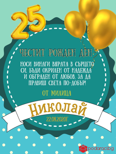 Пожелание за рожден ден в синьо