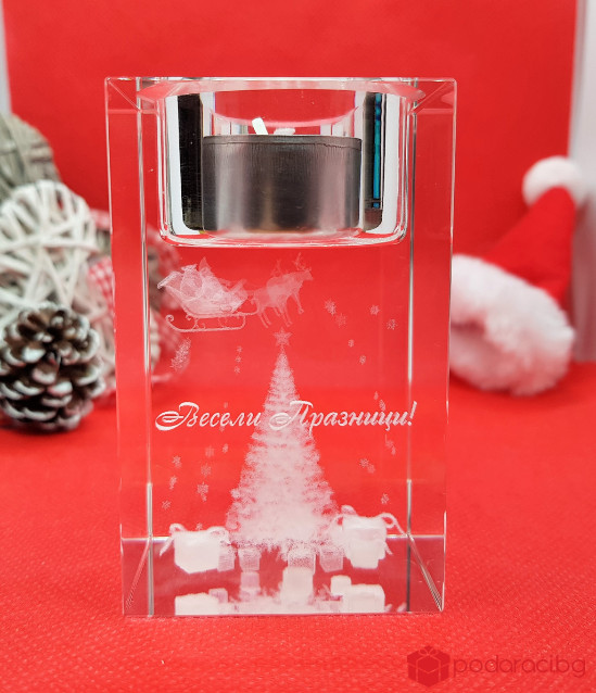 Коледен кристален свещник