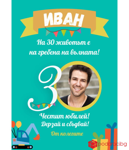 Персонализиран колаж за юбиляр с подарък рамка