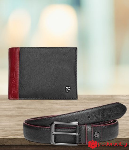 Стилен комплект от портфейл и колан - PIERRE CARDIN - 125 см
