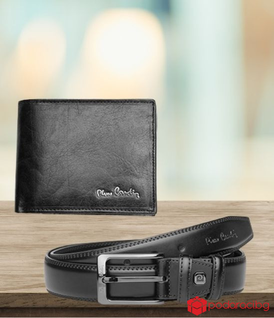 Луксозен сет от колан и портфейл  - PIERRE CARDIN - 120 см