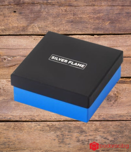 Мъжка кожена гривна с кръст  SILVER FLAME