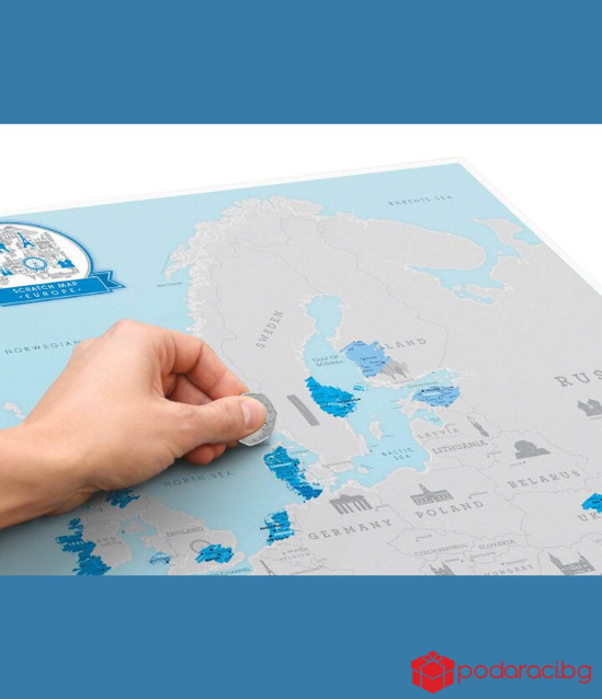 Скреч карта на Европа за изтриване