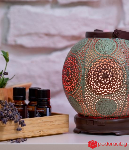 АРОМА ДИФУЗЕР МОХАНА ОРИЕНТАЛСКА ЛАМПА, С МАЛКИ ДЕФЕКТИ В МЕТАЛА