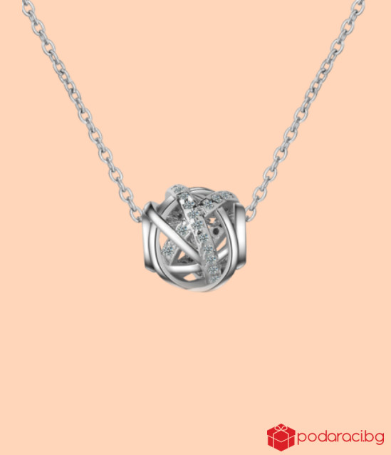 Сребърно колие Циркониева топка
