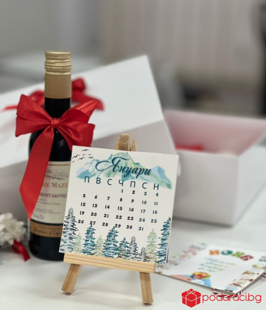 Коледен подаръчен комплект с настолен календар