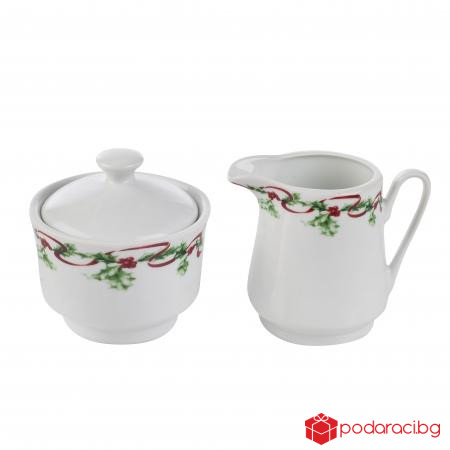 Коледна каничка и захарница Holly Ilex