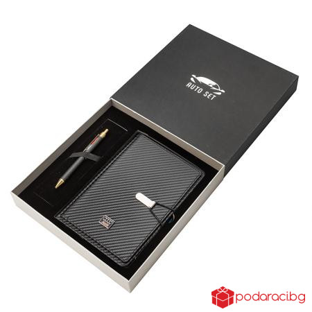 Подаръчен сет от тефтер и химикал на SILVER FLAME с лого на AUDI