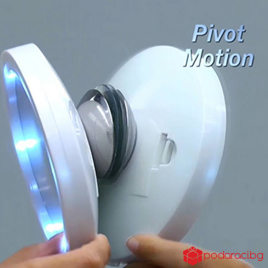 Увеличително въртящо огледало за гримиране с LED осветление