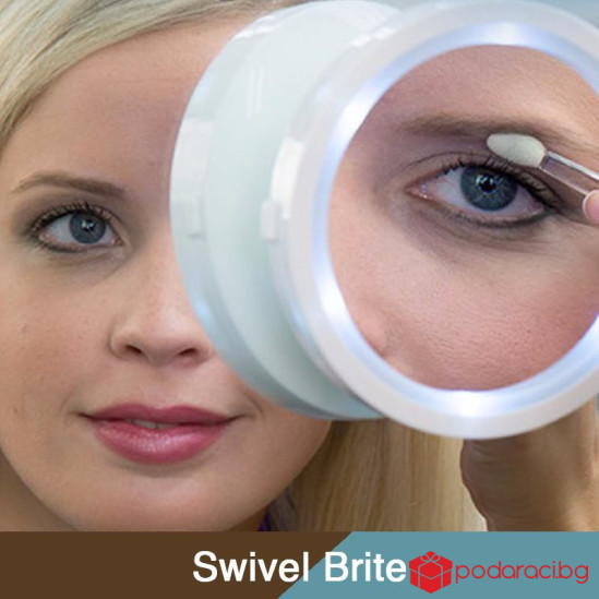 Увеличително въртящо огледало за гримиране с LED осветление