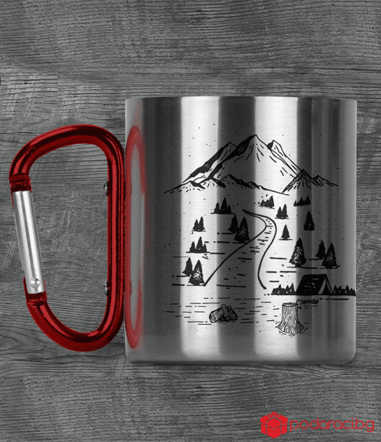 Метално канче с карабинер и текст Don’t stop when you’re tired…