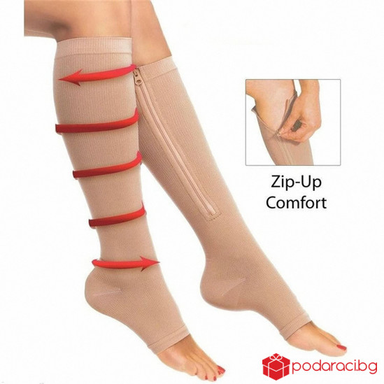 Компресивни чорапи за разширени вени с цип
