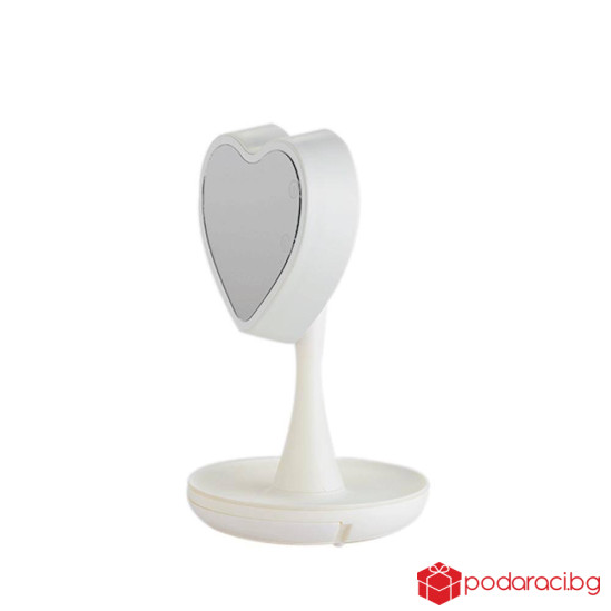Настолно лед огледало за гримиране сърце
